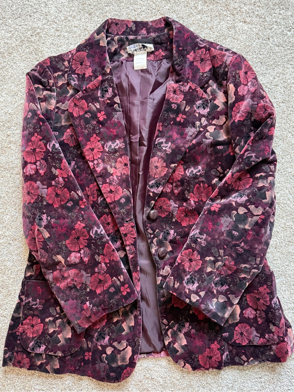 Jo Harden Velvet floral vintage blazer size 12